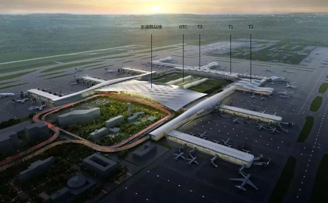 新建航站楼地下配套建设机场高铁站.