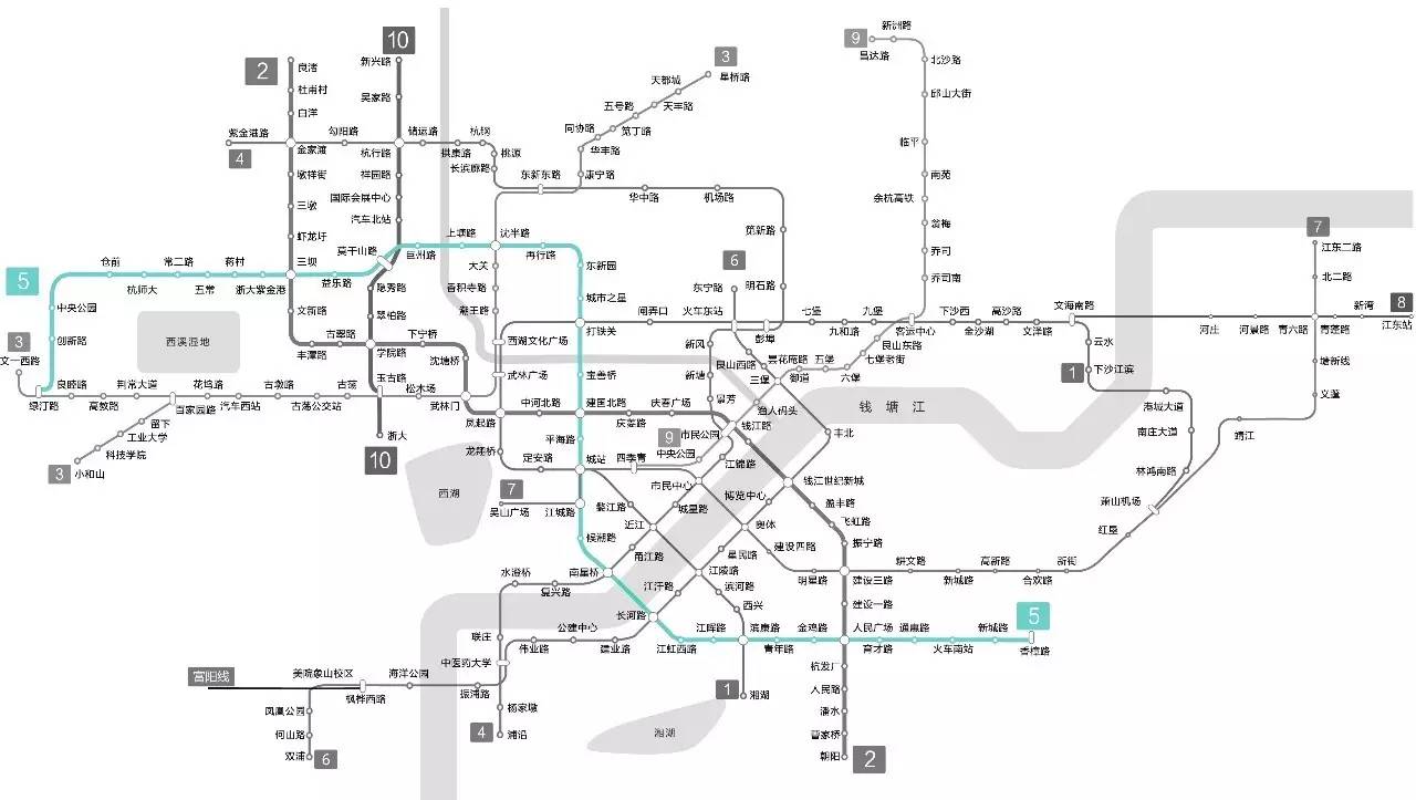 杭州地铁5号线,西起余杭科技岛,东至萧山香樟路,全长51.