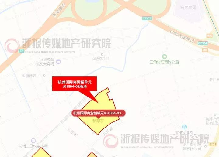 国际商贸城单元jg1804-03地块,东至三卫社区,余杭区乔司街道三角村