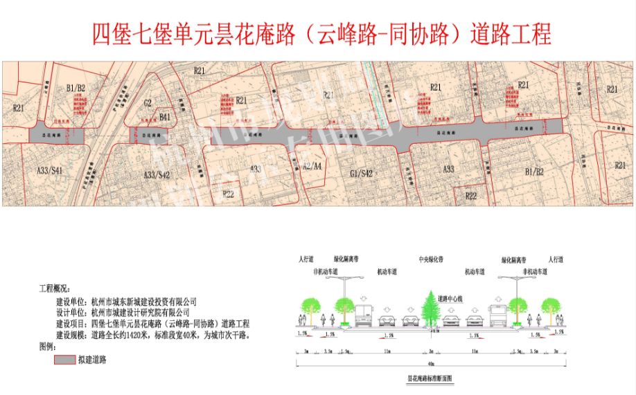 四堡七堡单元昙花庵路(云峰路-同协路)道路工程全长1420米,标准段宽