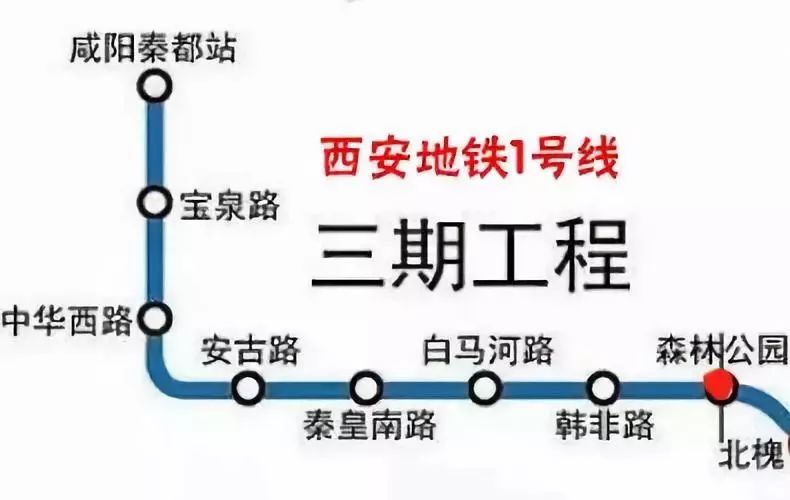 △西安地铁2号线线路图(橙色部分为二期工程)